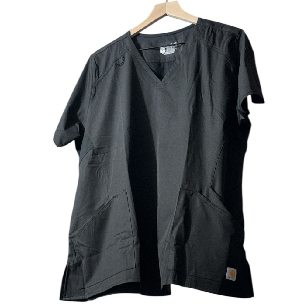 Carhartt Black V-Neck Scrub Top, Size XL